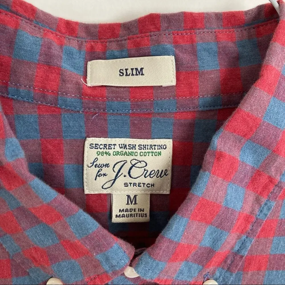 J Crew Secret Wash organic cotton poplin shirt in heather in slim Men's Size M